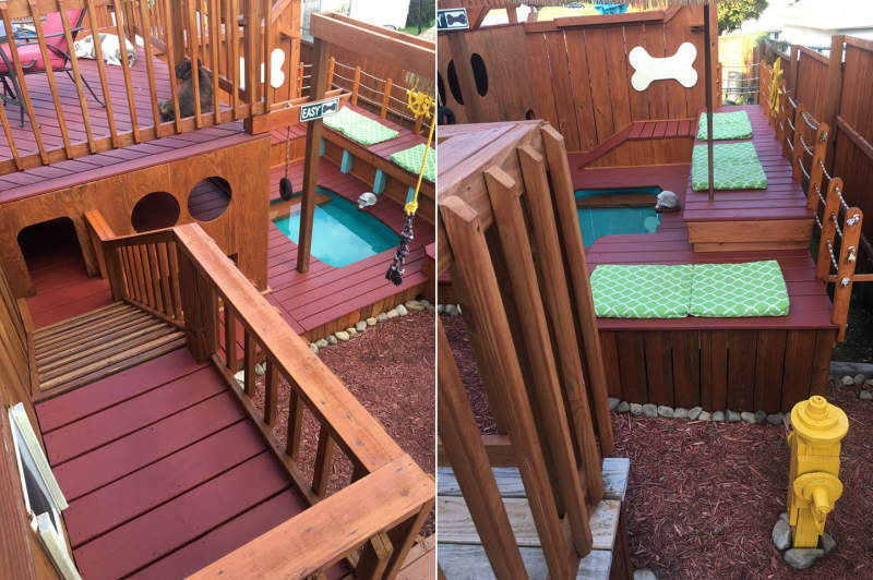 Man builds expansive dog mansion complete with pool and deck