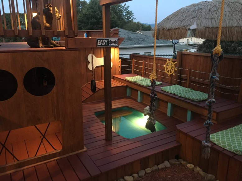 Man builds expansive dog house complete with pool and deck