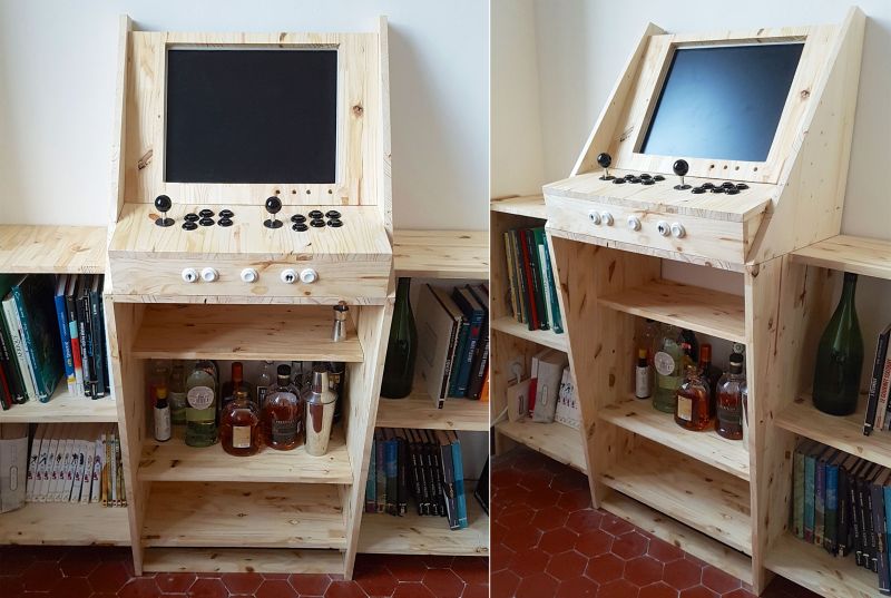 Retrogaming Arcade Cabinet Has Bookshelves And Home Bar Homecrux