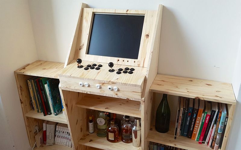 Retrogaming Arcade Cabinet Has Bookshelves And Home Bar Homecrux