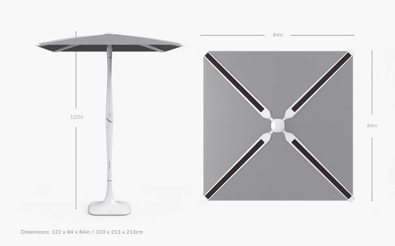 Sunflower smart outdoor shade comes with solar-powered charging dock