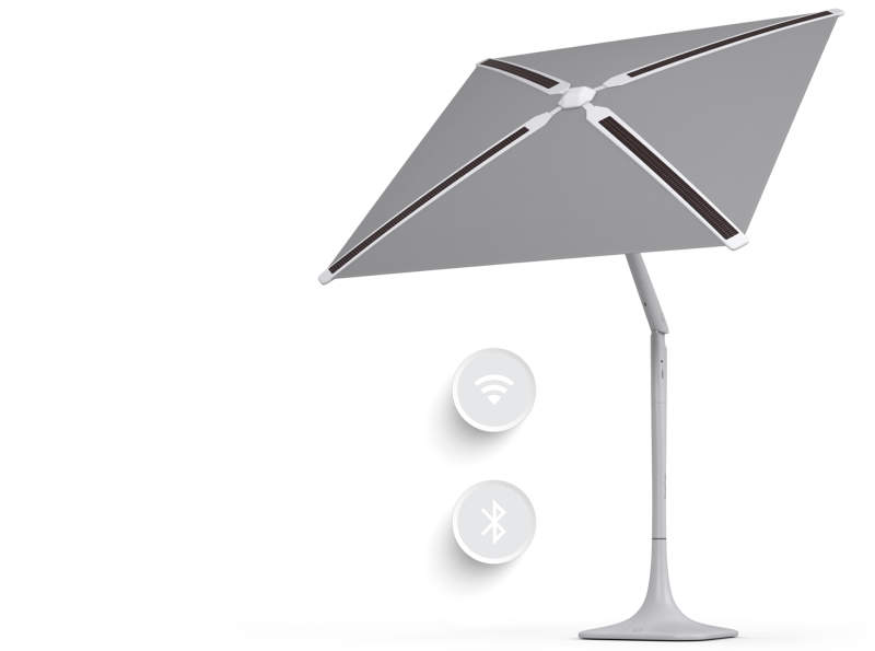 Sunflower smart outdoor shade comes with solar-powered charging dock