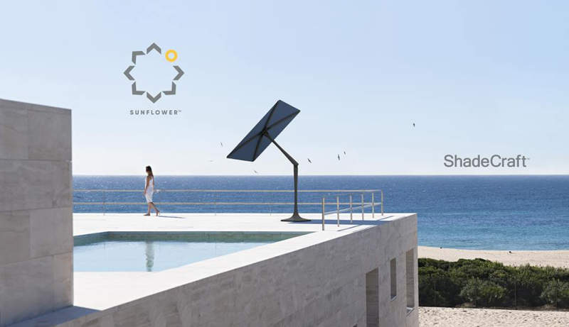 Sunflower smart outdoor shade comes with solar-powered charging dock