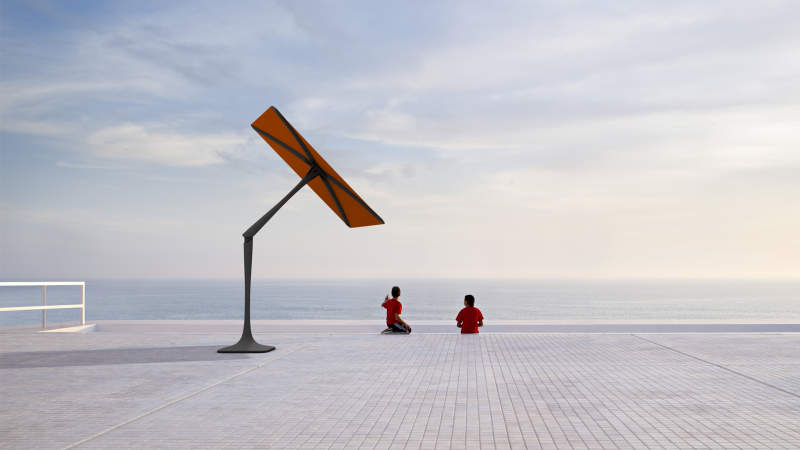 Sunflower smart outdoor shade comes with solar-powered charging dock