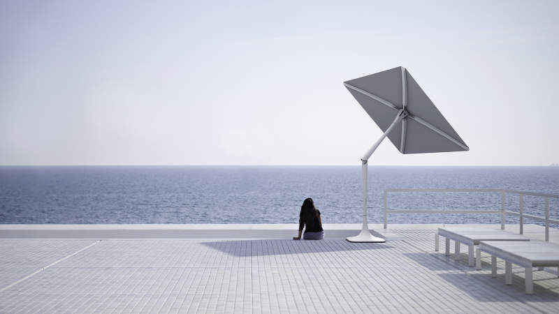 Sunflower smart outdoor shade comes with solar-powered charging dock
