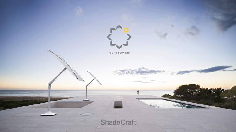 Sunflower smart outdoor shade comes with solar-powered charging dock