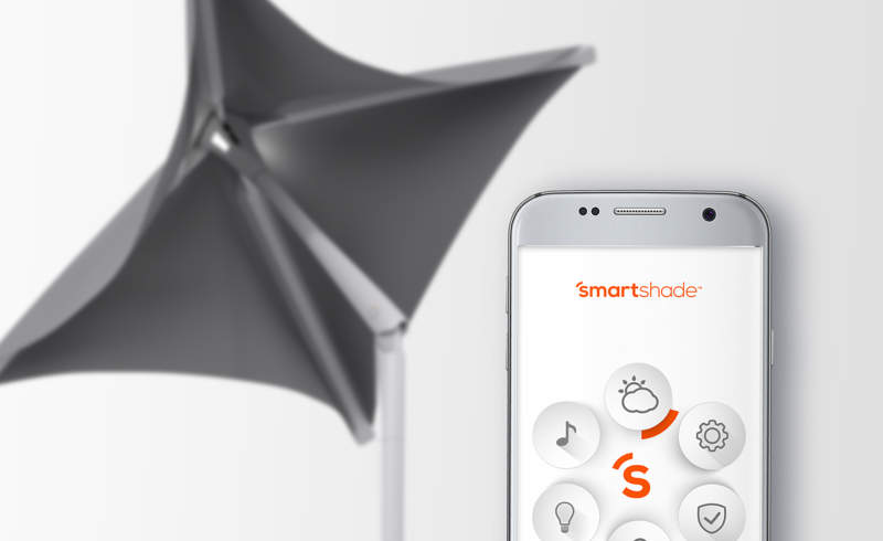 Sunflower smart outdoor shade comes with solar-powered charging dock