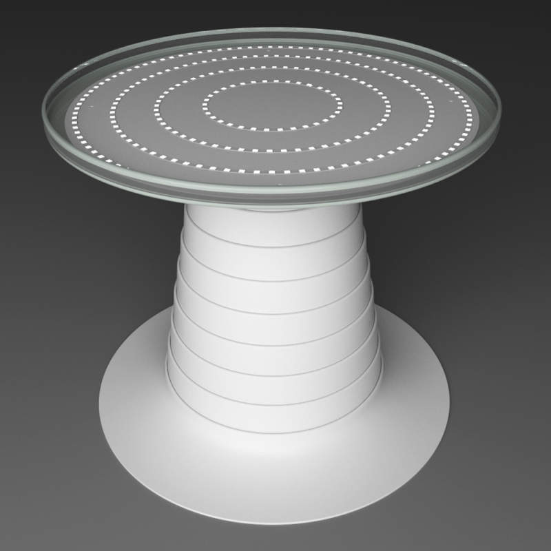 This coffee table transforms into digital picture frame depicting microscopic art