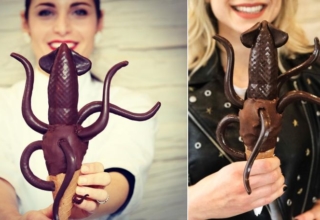 chocolate-dipped squid ice cream by Giapo Kitchen