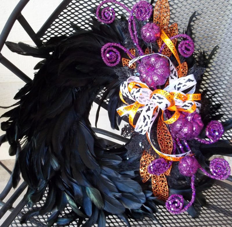 Raven feather wreath