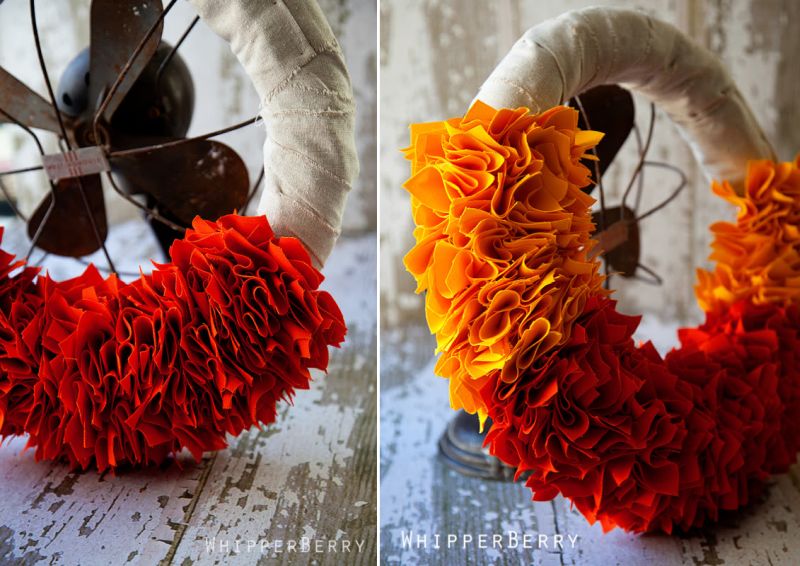 Candy corn wreath for Halloween
