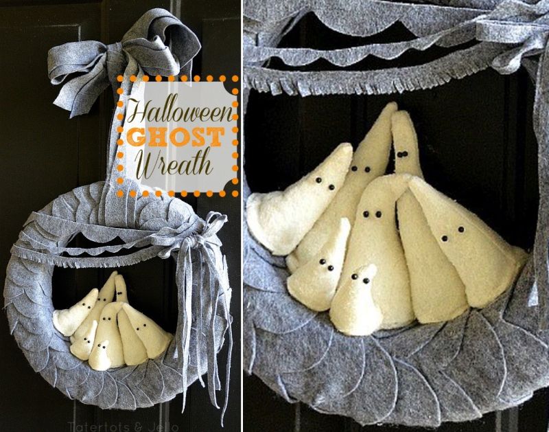 Halloween felt ghost wreath