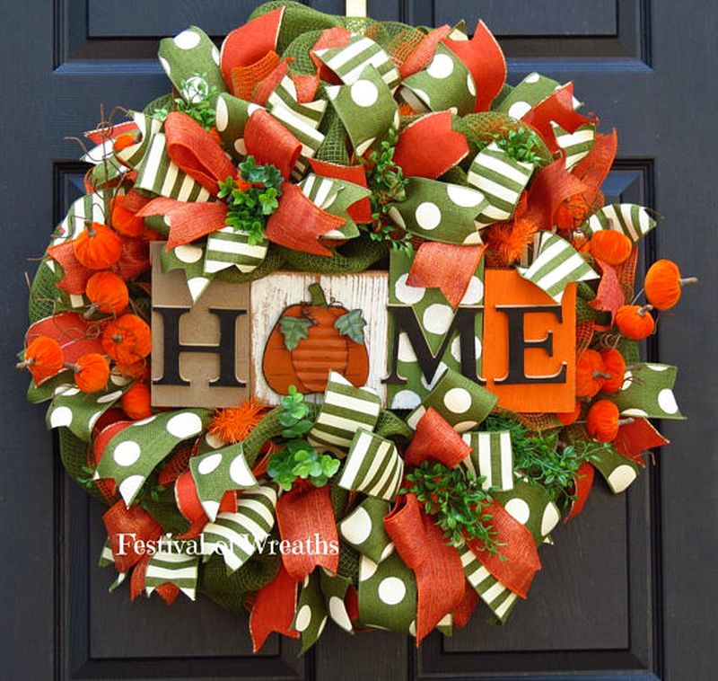 Fall deco mesh wreath