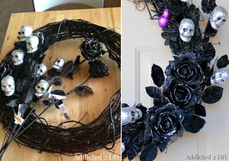 Ghoulish glam wreath for Halloween