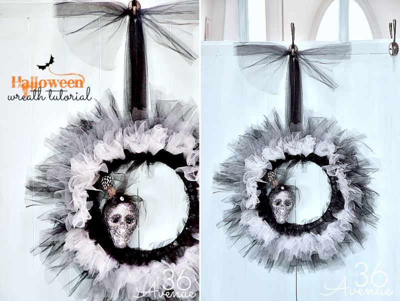 Lovely tulle and skull made wreath
