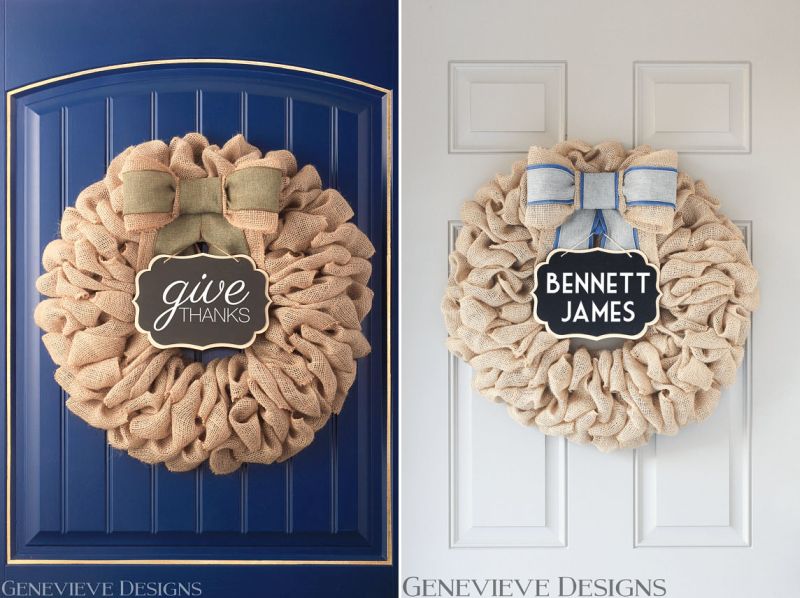 A burlap wreath for Halloween