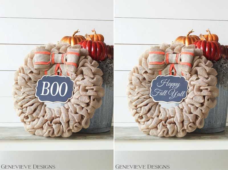 A burlap wreath