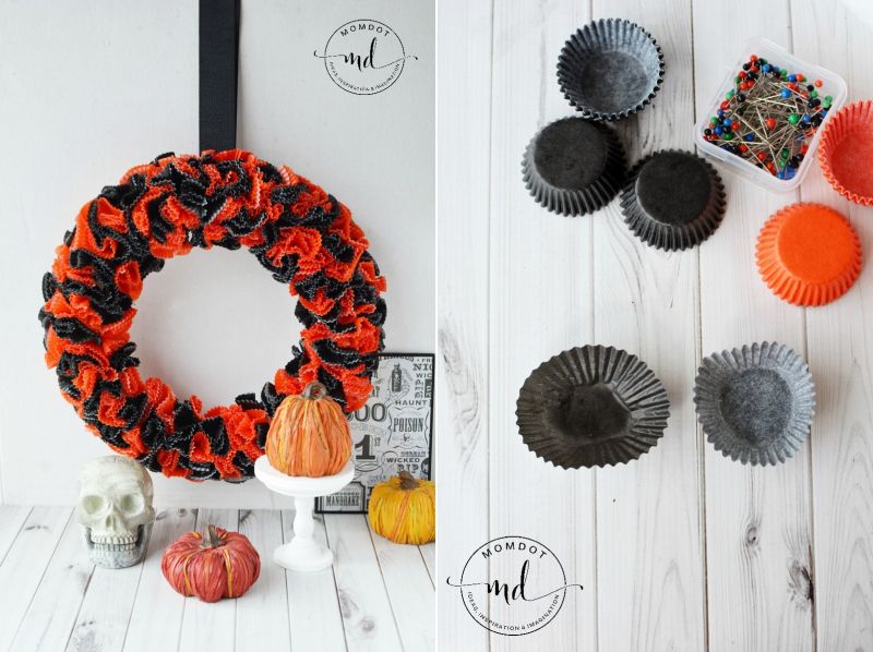 Wreath made of cupcake wrappers