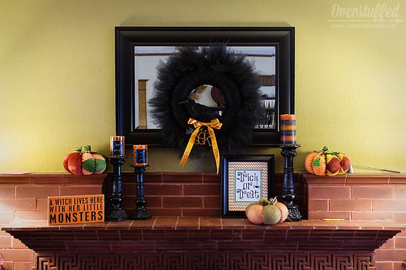 All Black Tulle Wreath for mantel