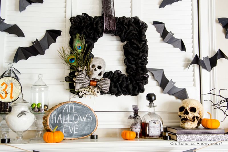 Black Burlap Halloween Wreath