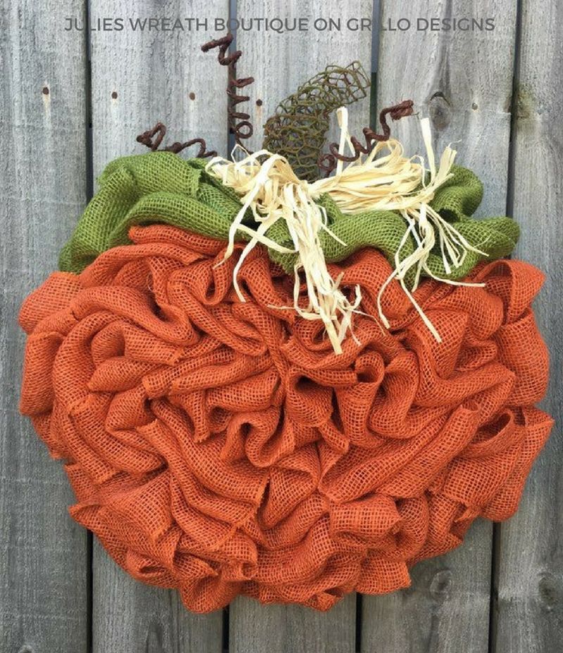 Burlap Pumpkin Wreath