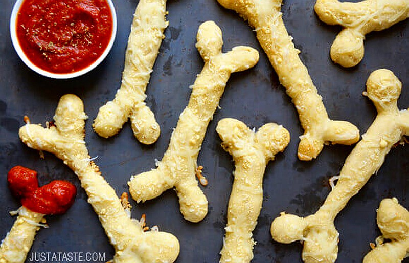 Cheesy Halloween Breadstick Bones