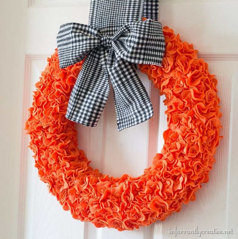 Felt Flower Halloween Wreath