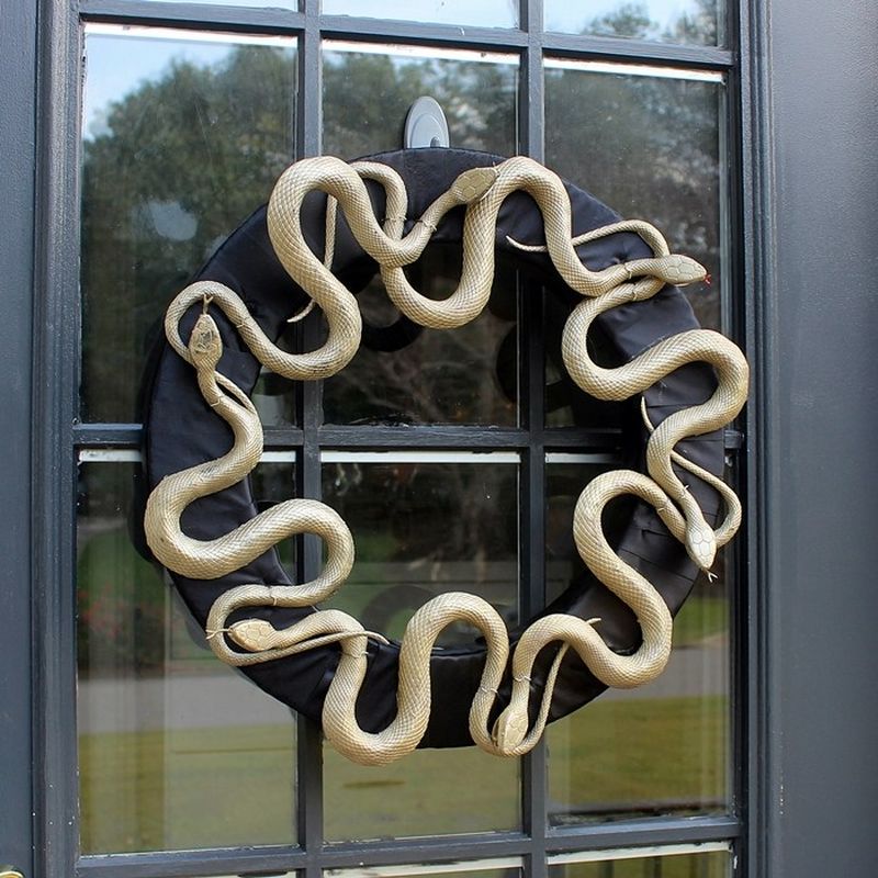 Gold Snakes Halloween Wreath