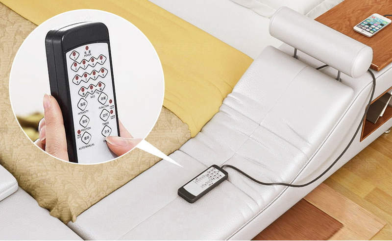 Tatami multimedia bed has built-in massage chair and pop-up table