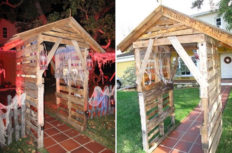 Pallet wood butcher shop for Halloween