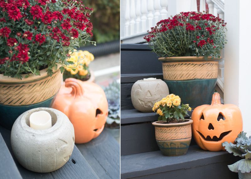 Easy DIY concrete pumpkin for a fun Halloween