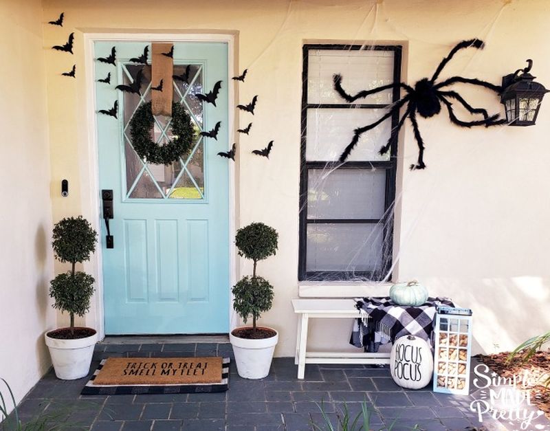 Front door decoration for Halloween - skeletons