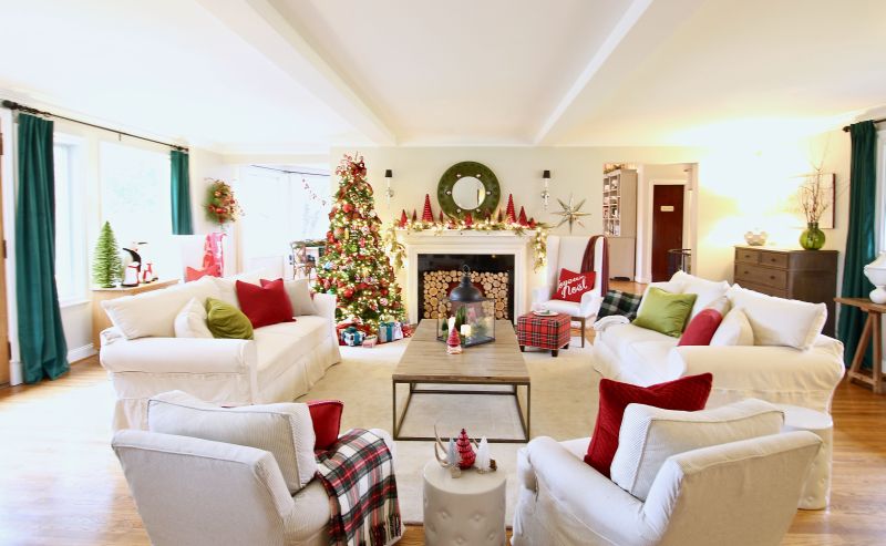 Christmas-themed cushion covers and throws