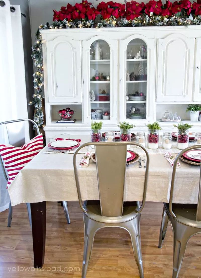 Decorate with jars, bottles and glassware for Christmas