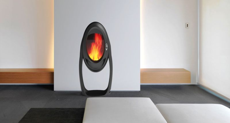 Jerome Olivet’s Asteroide wood-burning stove looks perfect for modern living spaces