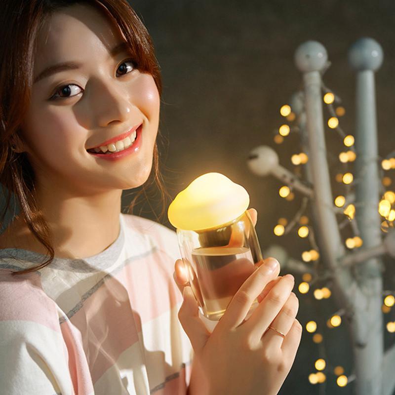 LED cloud double wall glass cup mug