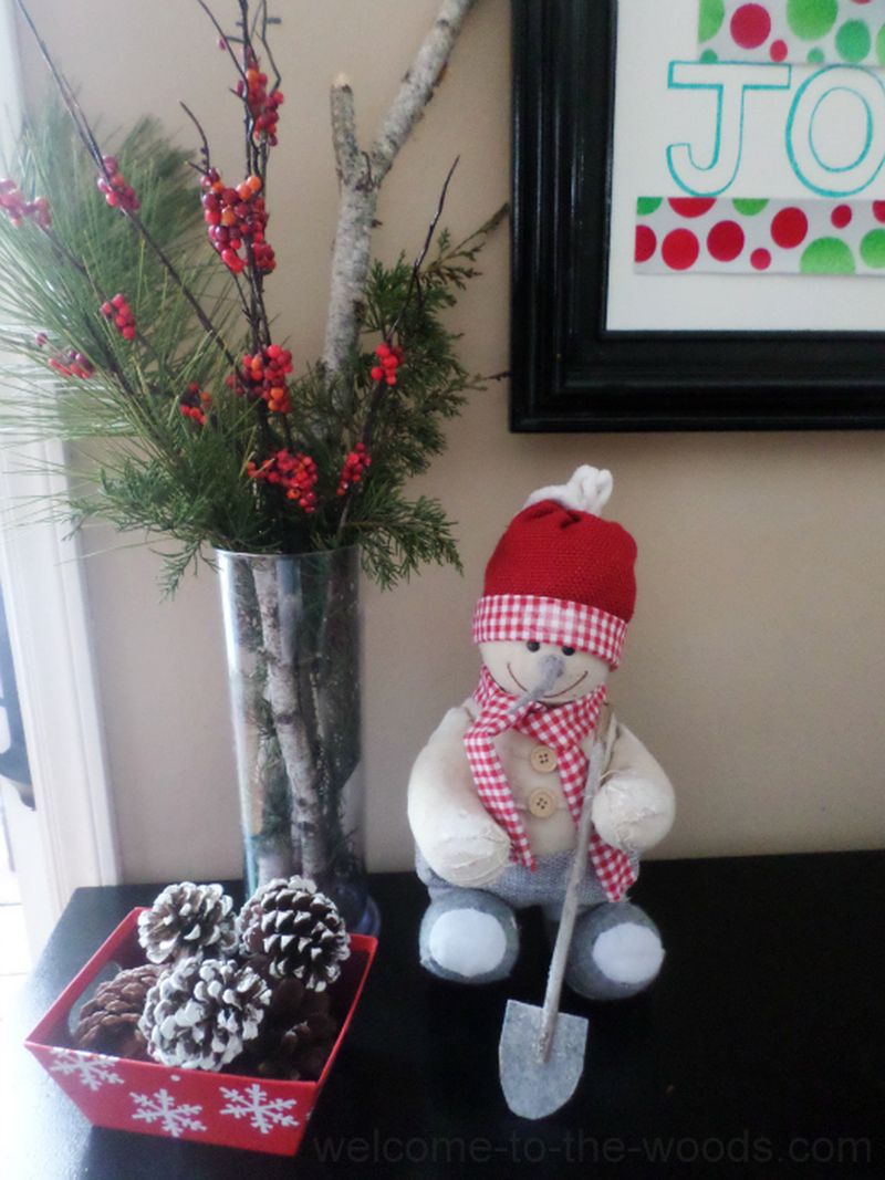 Use plants, flowers, and other natural items for Christmas decoration