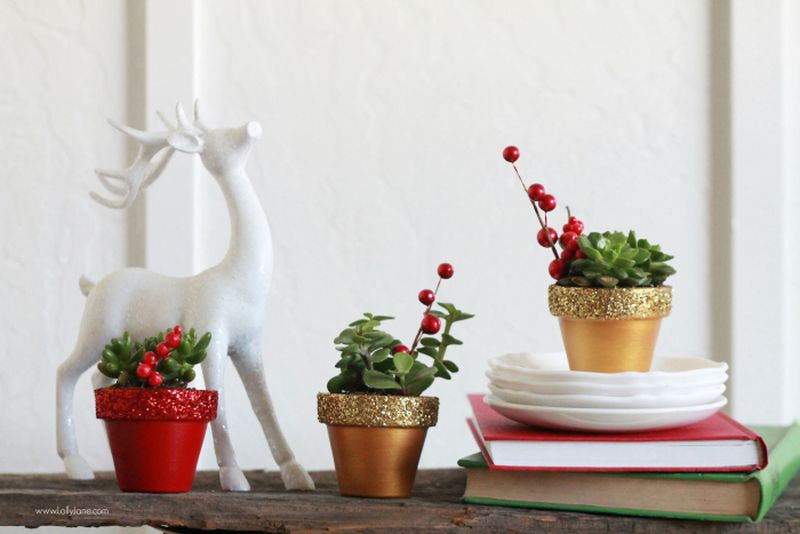 Use plants, flowers, and other natural items for Christmas decoration