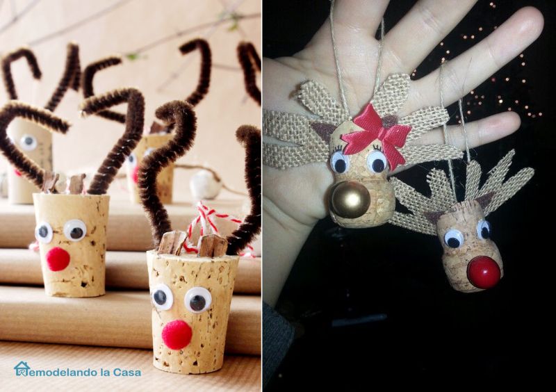 Wine Cork Reindeer Christmas tree Ornament