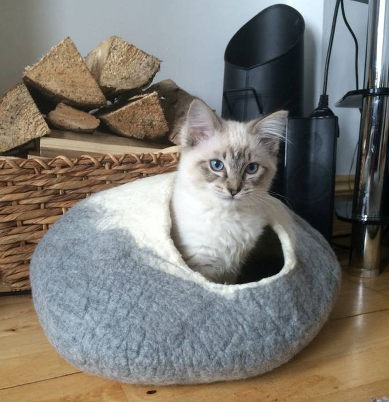 A felt cave for a pet