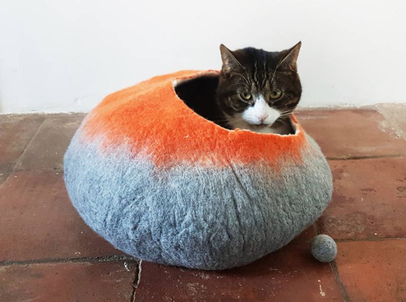 A felt cave for a pet