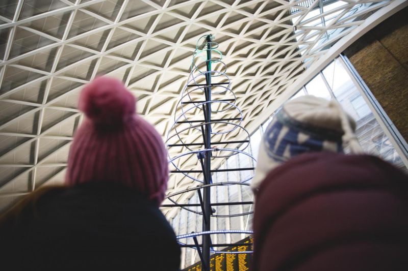 Line Wobbler-inspired Christmas tree at King’s Cross station in London