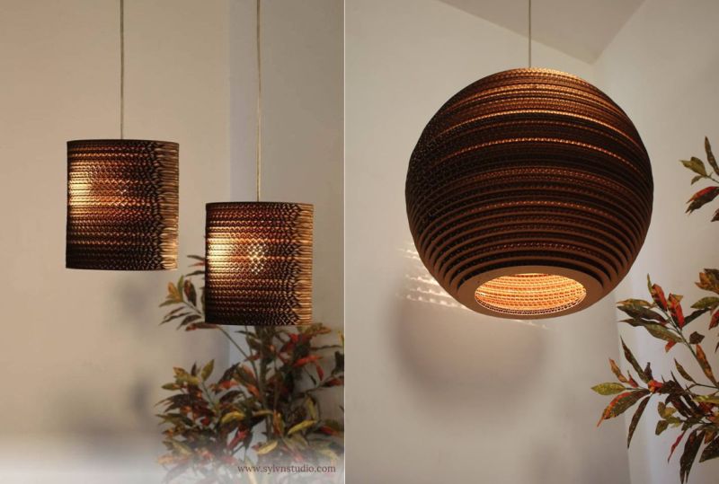 Sylvn Studio’s cardboard lamps offer patterned illumination