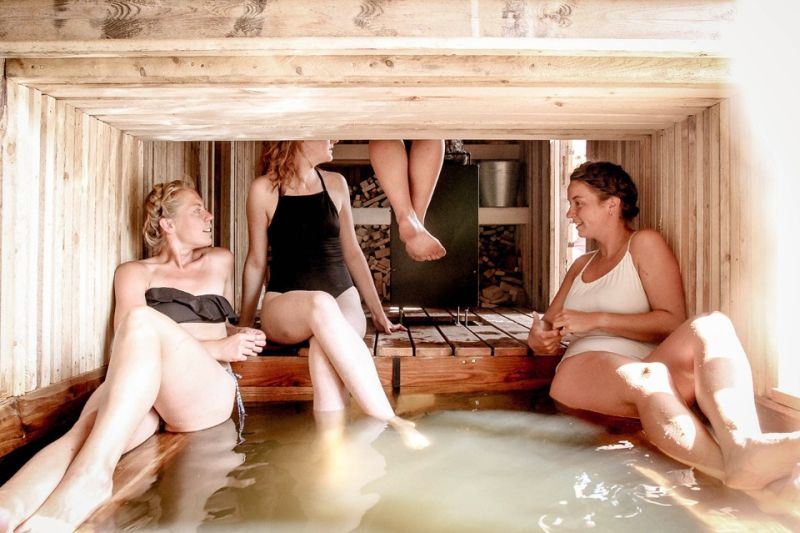 Timber sauna on a Swedish lake