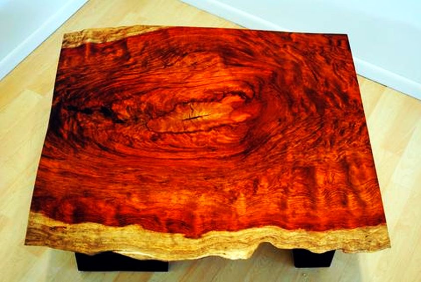 Bubinga slab live edge coffee table by Donald Mee Design