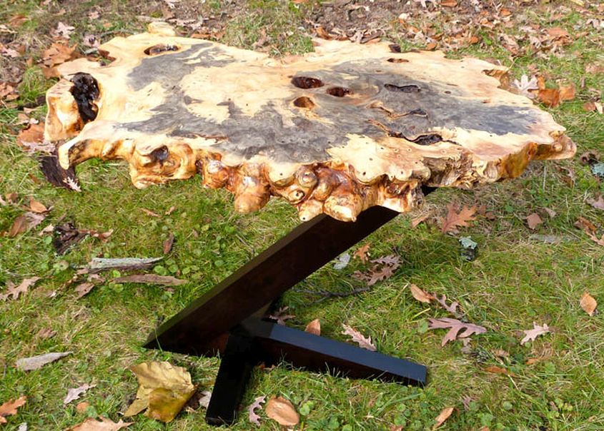 Live edge buckeye burl coffee table by Natural Wood Creations 