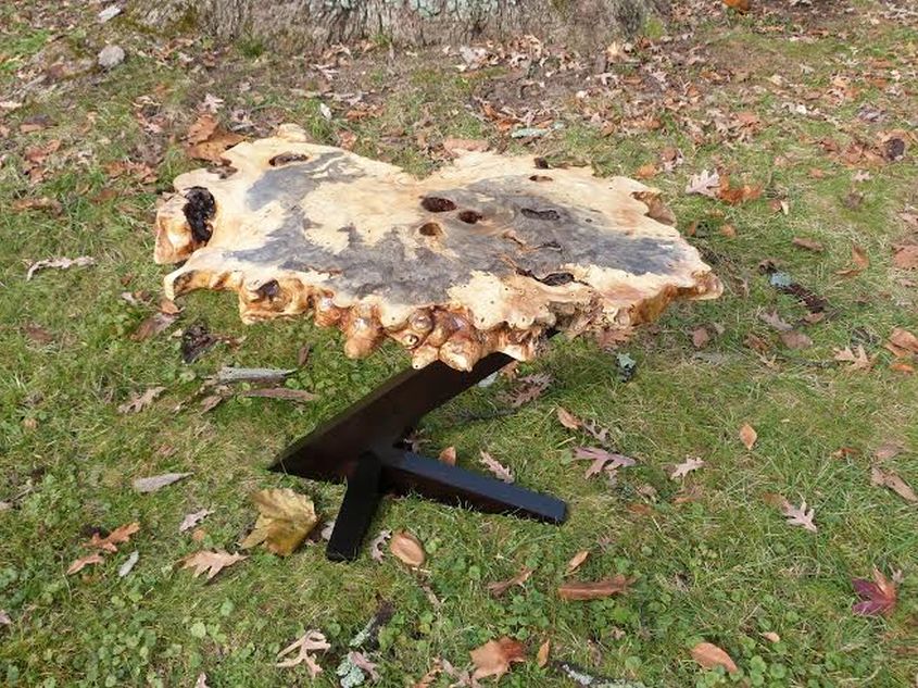 Live edge buckeye burl coffee table by Natural Wood Creations 