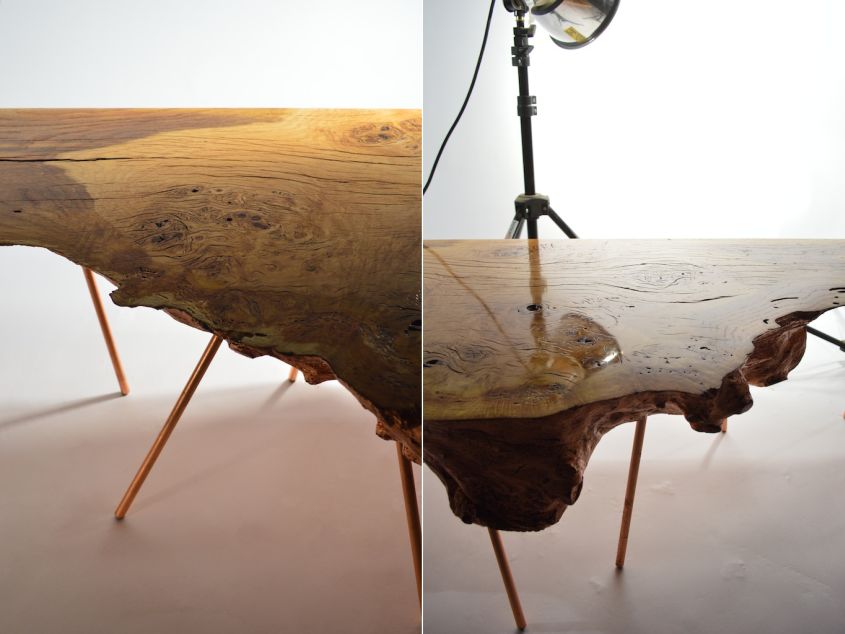 Marilyn live edge burr oak coffee table