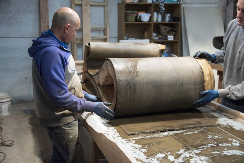 Neal Aronowitz’s Whorl table is made of Concrete Canvas