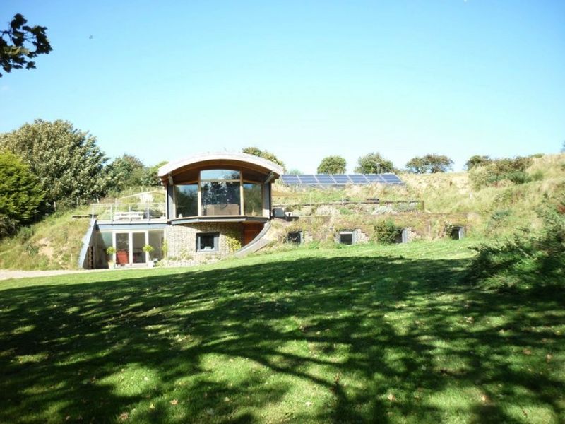 Sedum earth sheltered home in Gimingham, North Norfolk, UK  